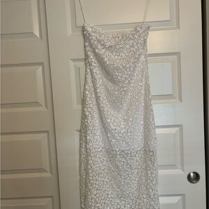 12th Tribe Strapless White Sequin Dress